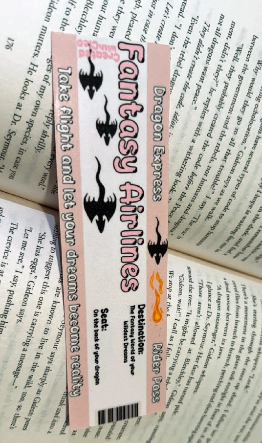 Fantasy Airlines Ticket Bookmark