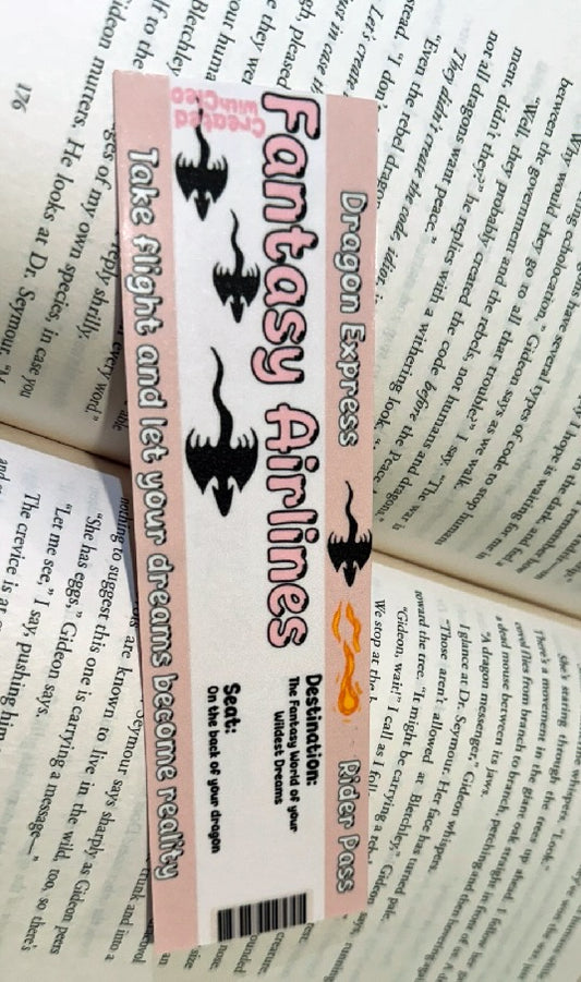 Fantasy Airlines Ticket Bookmark